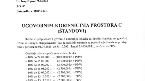 POZIV UGOVORNIM KORISNICIMA PROSTORA C 2021